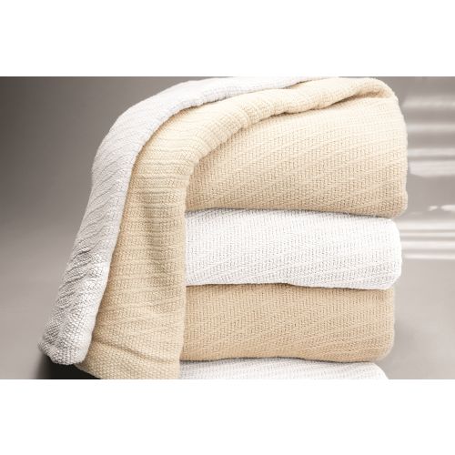 Martex® Sovereign Diagonal Weave Cotton Blanket, King 108x90, 4.4lbs, Natural